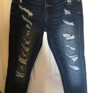 Kancan distress leopard print high-rise button up jeans size 9/28